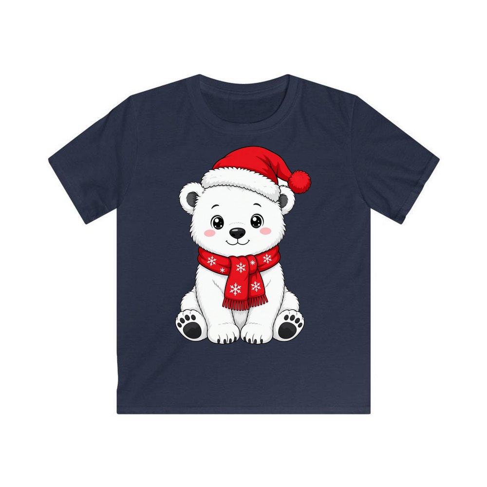 Polar Bear Cub personalised kids Christmas tee in navy