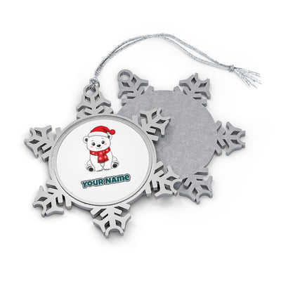 Polar Bear Cub Personalised Pewter Christmas Ornament