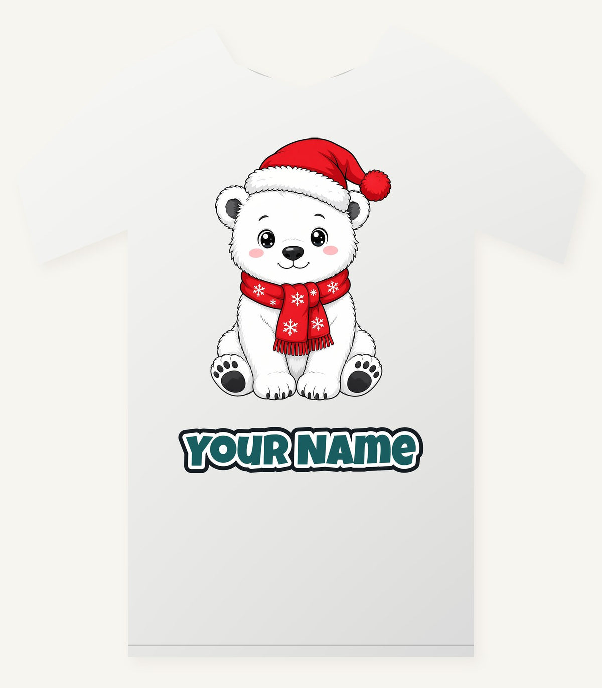 Polar Bear Cub Personalised Christmas T-Shirt and Hoodie