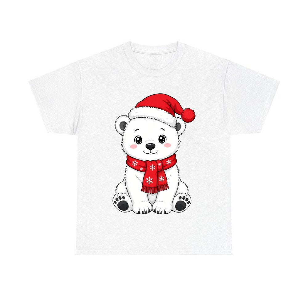 Polar Bear Cub personalised Christmas T-shirt in white