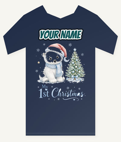 Polar Bear First Christmas Personalised Kids Tee and Baby Bodysuit