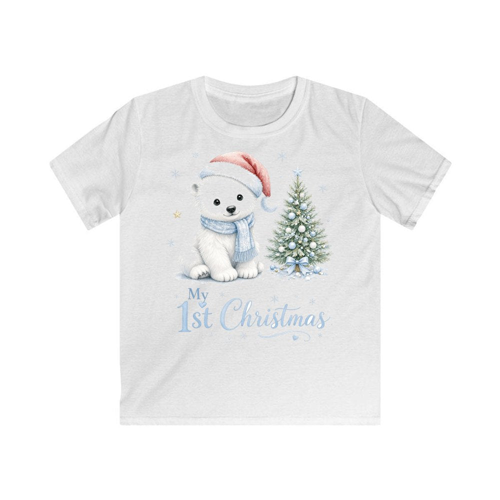 Polar Bear First Christmas personalised kids Christmas tee in white