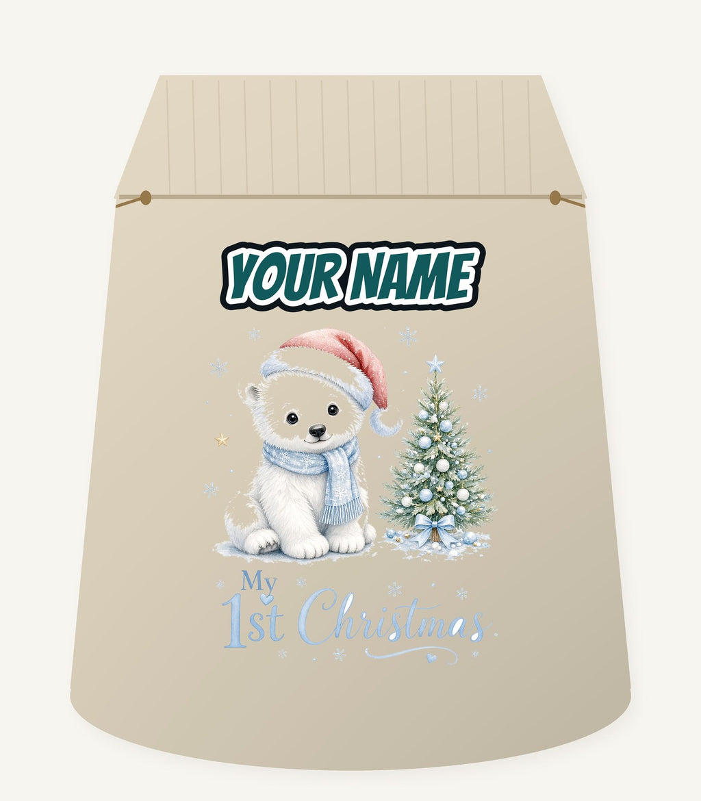 Polar Bear First Christmas Personalised Santa Sack
