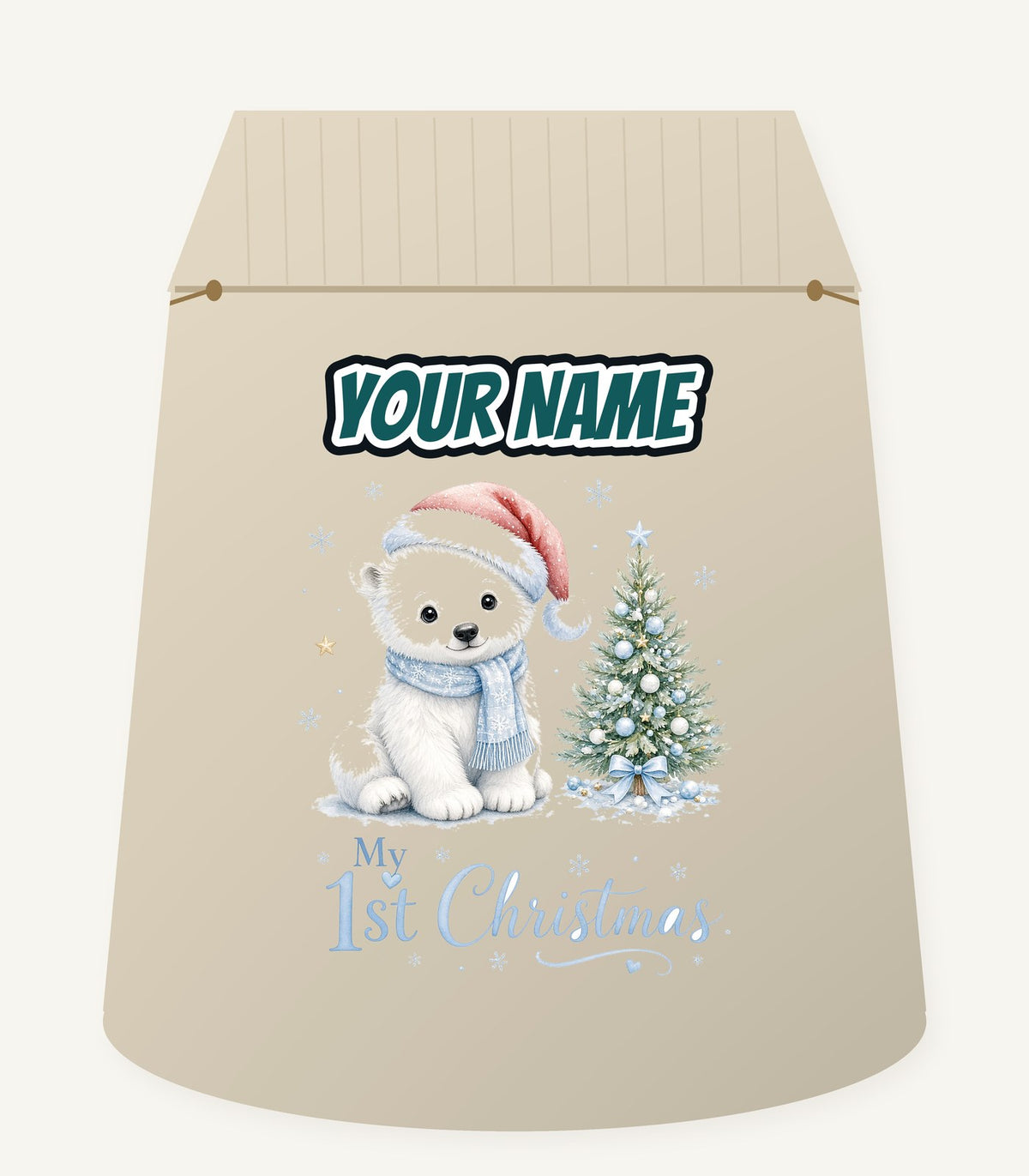 Polar Bear First Christmas Personalised Santa Sack