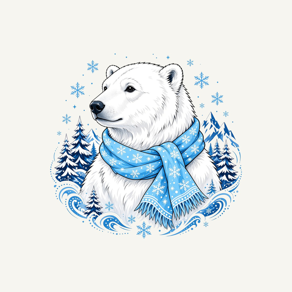 Polar Bear In Scarf Personalised Kids Tee and Baby Bodysuit