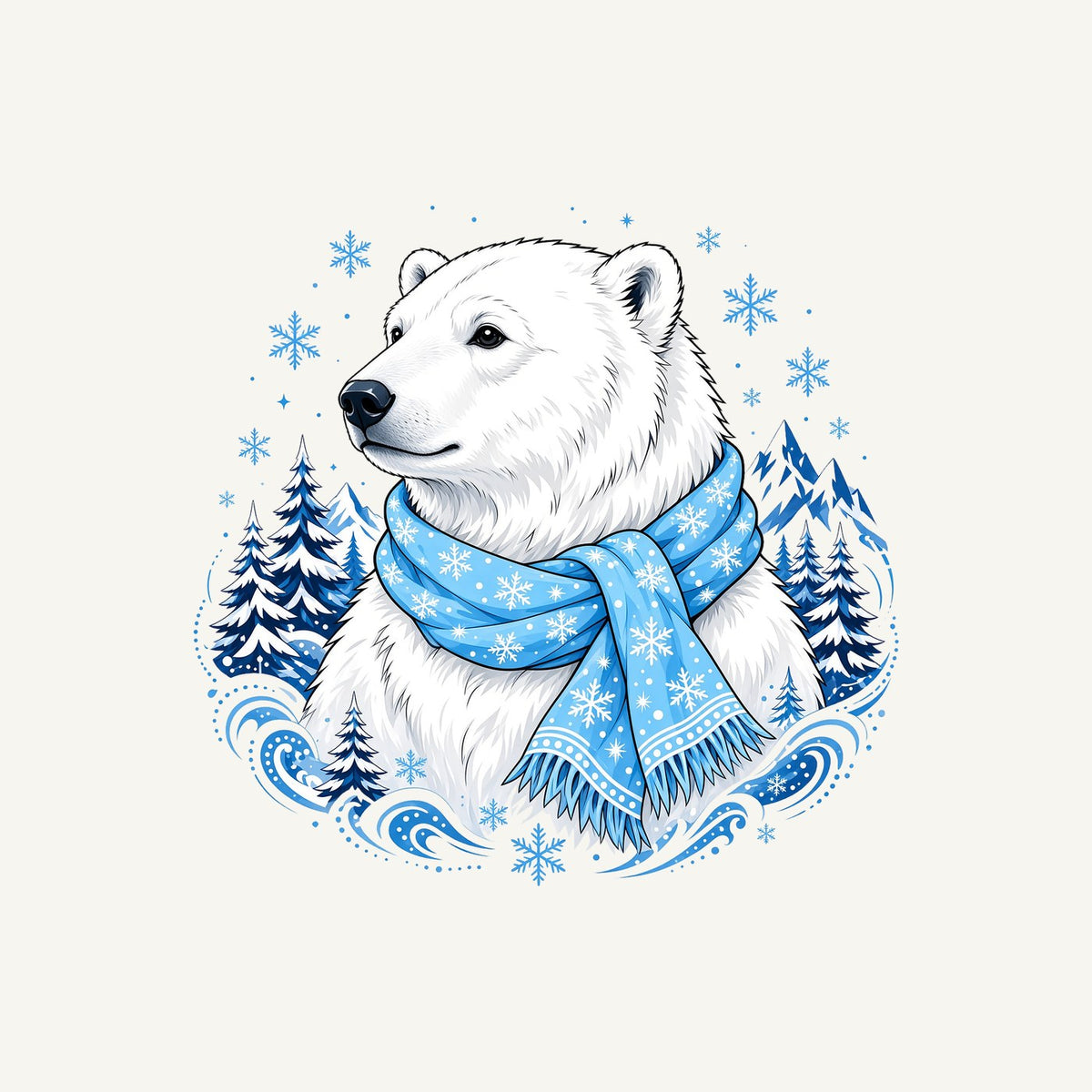 Polar Bear In Scarf Personalised Christmas T-Shirt and Hoodie