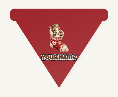 Pony In A Knitted Stocking Personalised Christmas Dog Bandana
