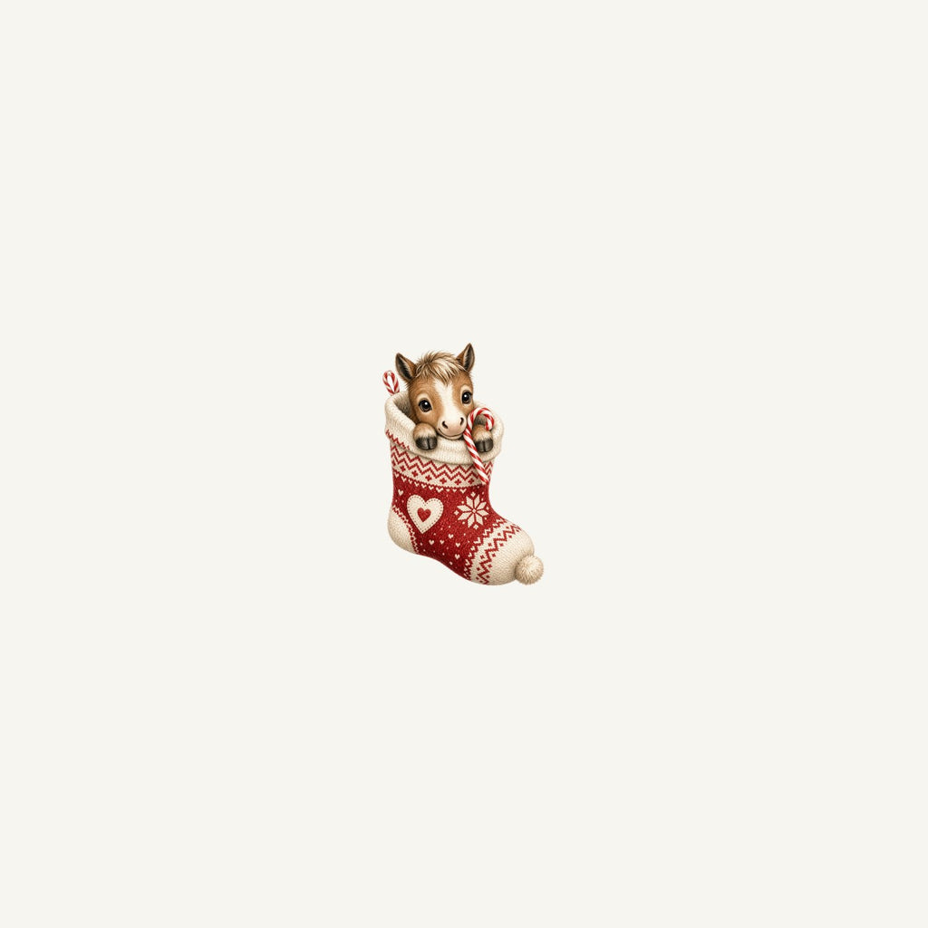 Pony In A Knitted Stocking Personalised Beach Towel