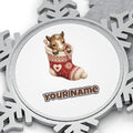 Pony In A Knitted Stocking Personalised Pewter Christmas Ornament