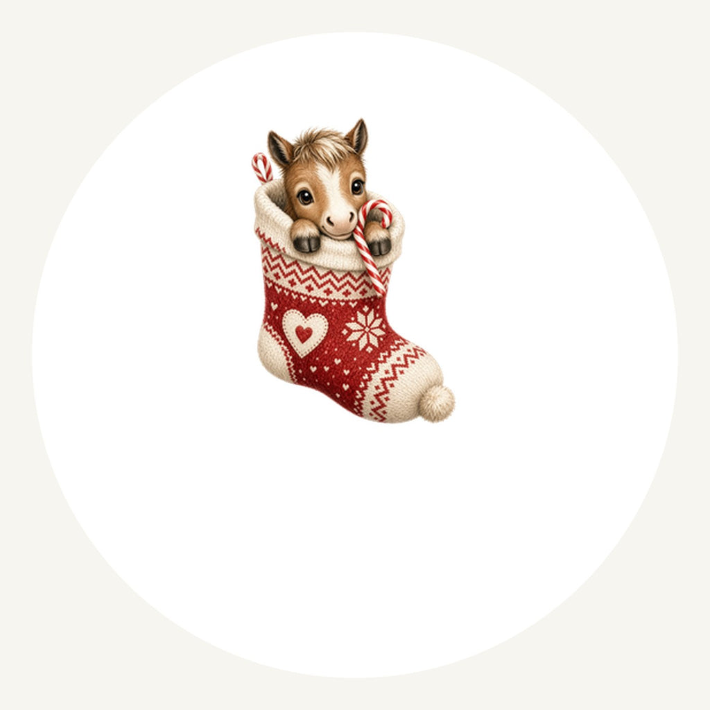 Pony In A Knitted Stocking Personalised Pewter Christmas Ornament