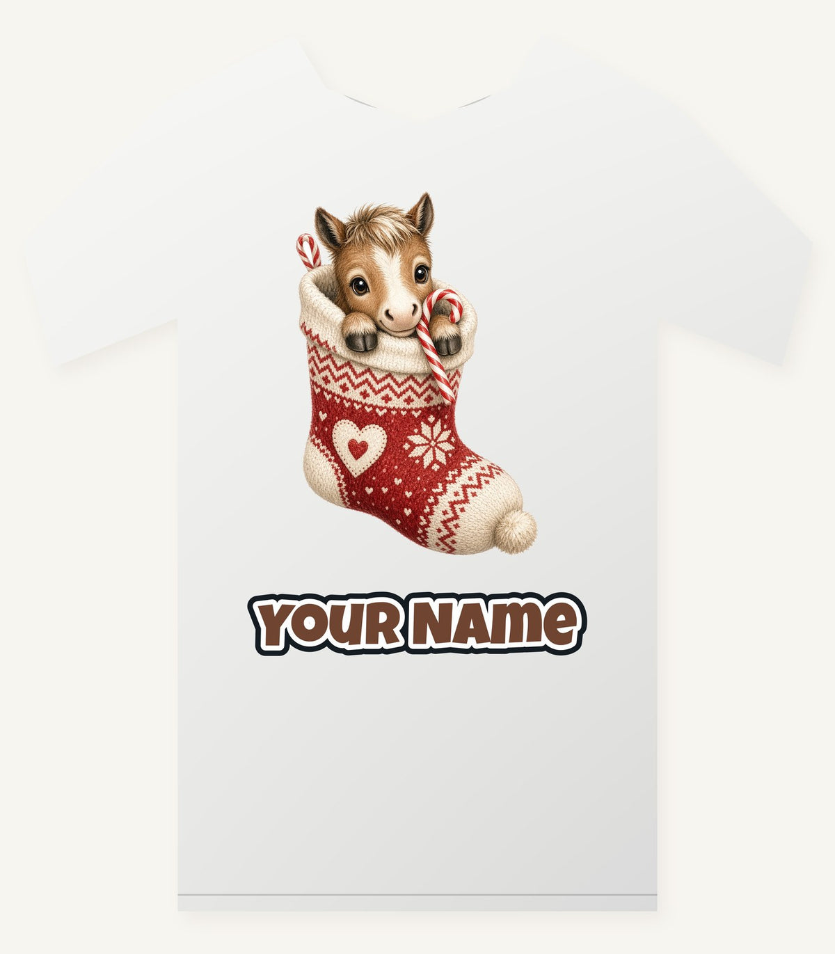 Pony In A Knitted Stocking Personalised Christmas T-Shirt and Hoodie