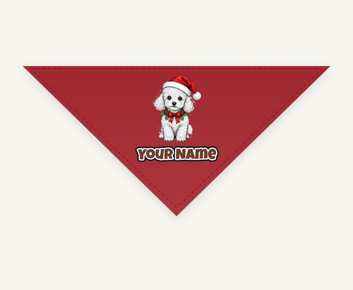 Poodle Christmas Personalised Christmas Pet Bandana, Cat or Dog