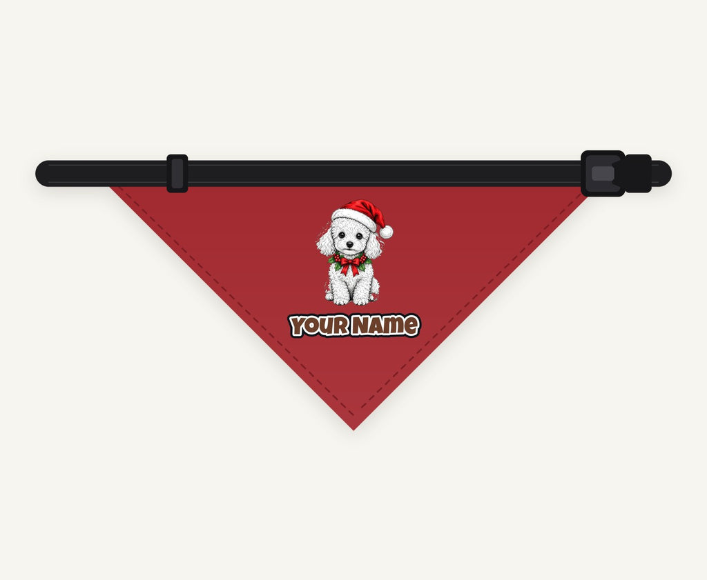 Poodle personalised Christmas pet bandana collar with buckle