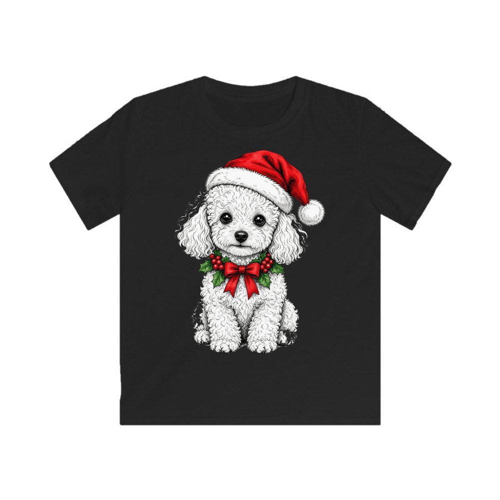 Poodle personalised kids Christmas tee in black