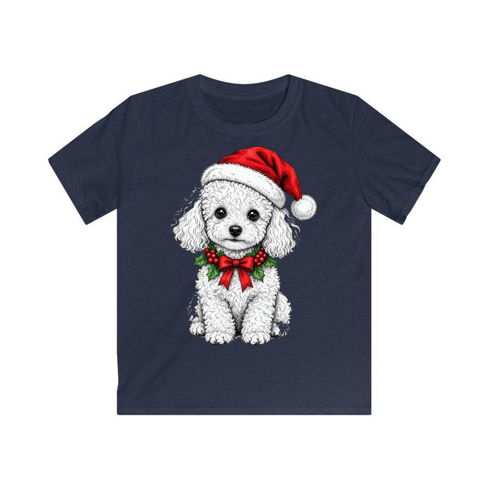 Poodle personalised kids Christmas tee in navy