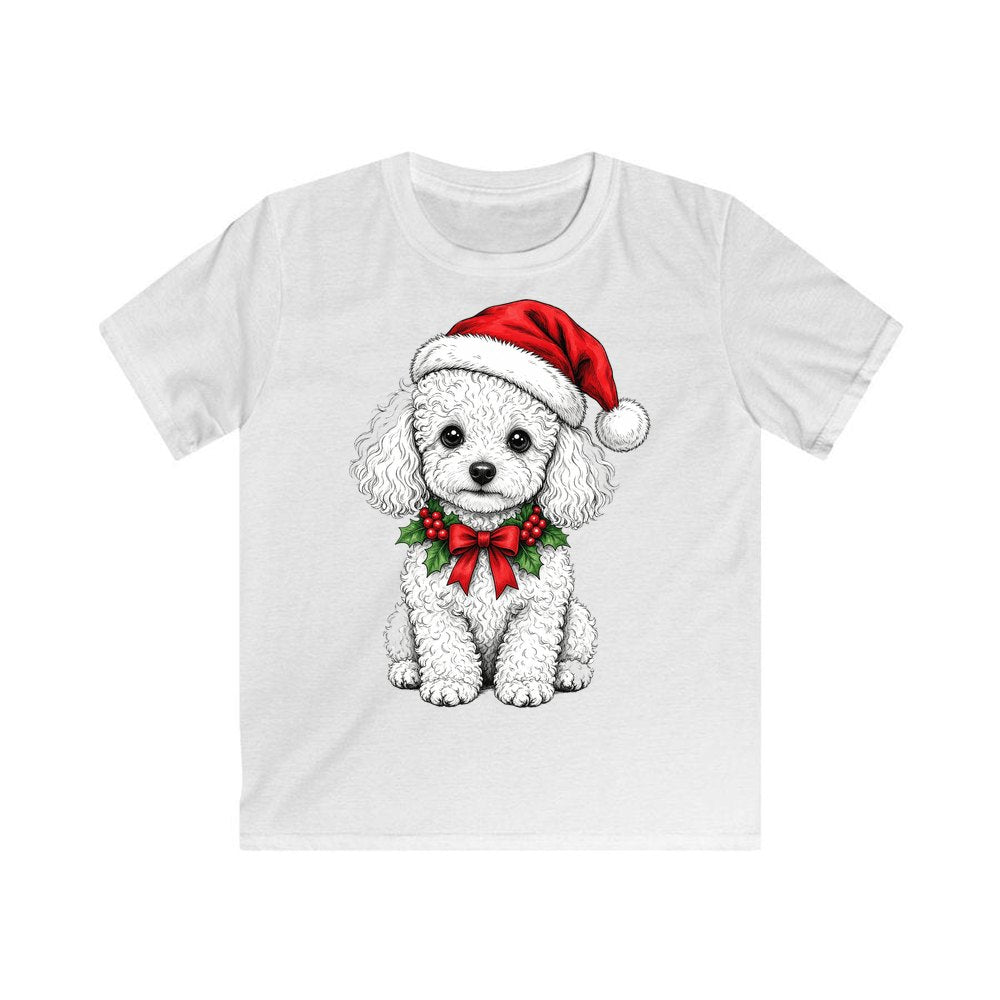 Poodle personalised kids Christmas tee in white