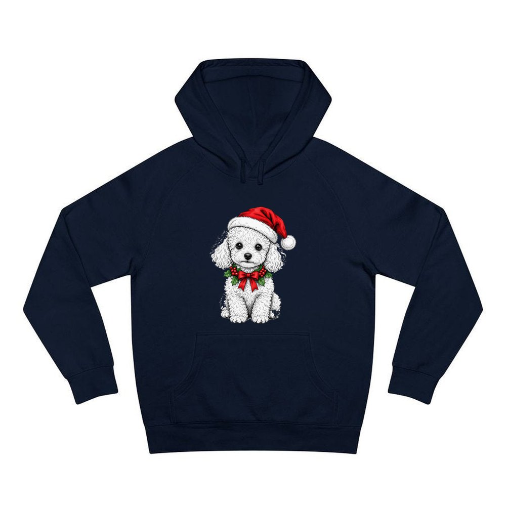 Poodle personalised Christmas hoodie in navy