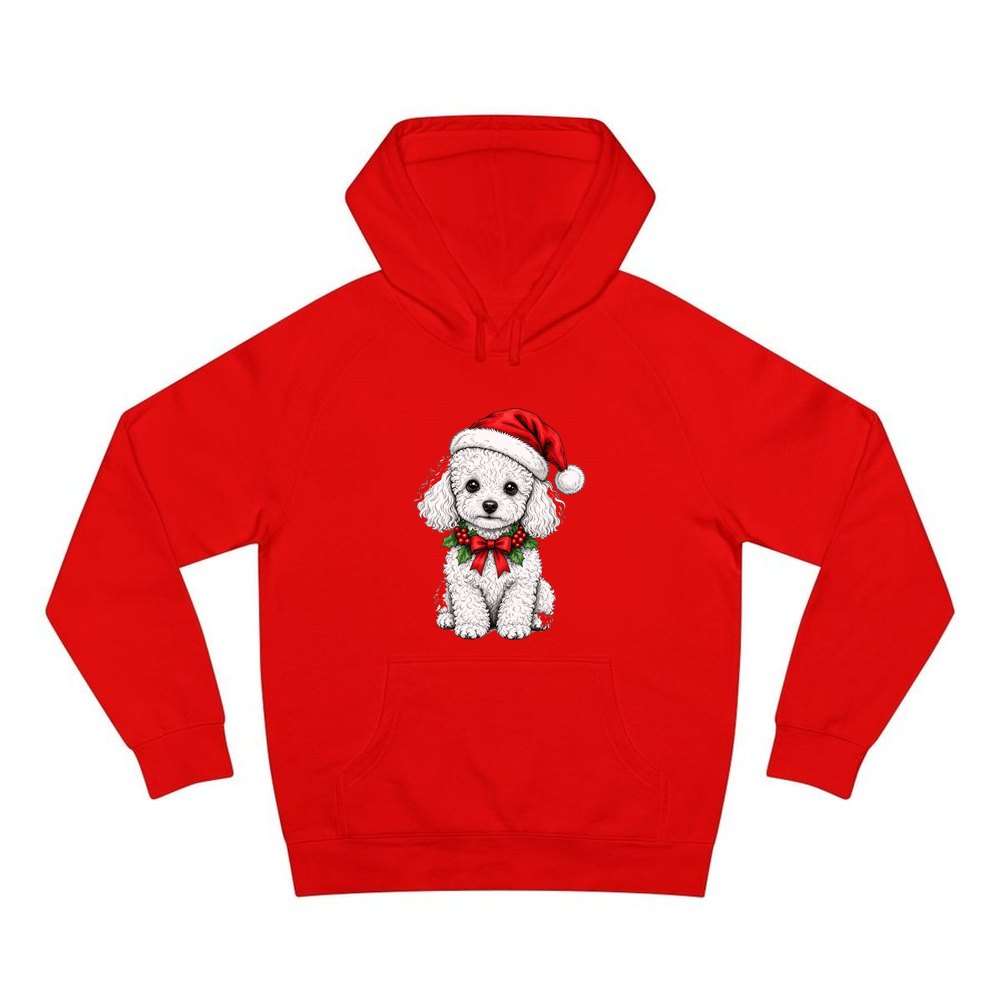 Poodle personalised Christmas hoodie in red