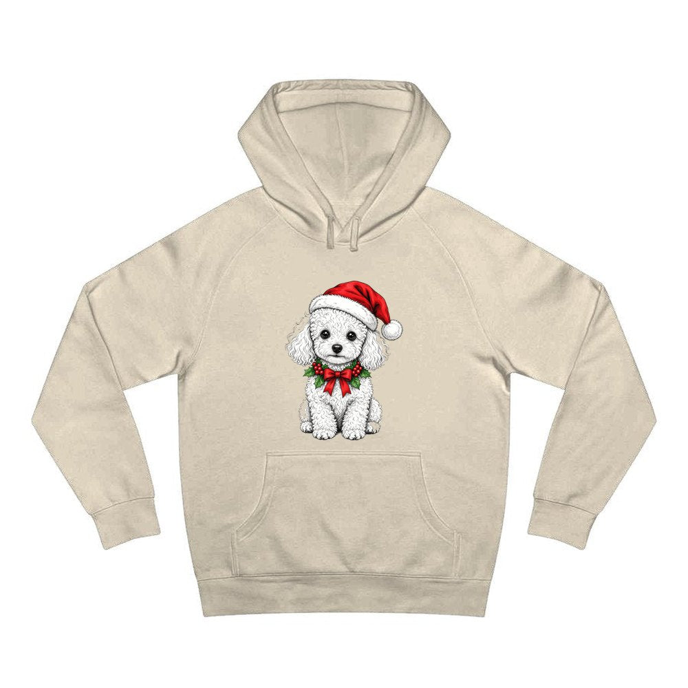 Poodle personalised Christmas hoodie in sand