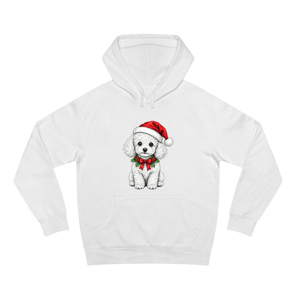 Poodle personalised Christmas hoodie in white