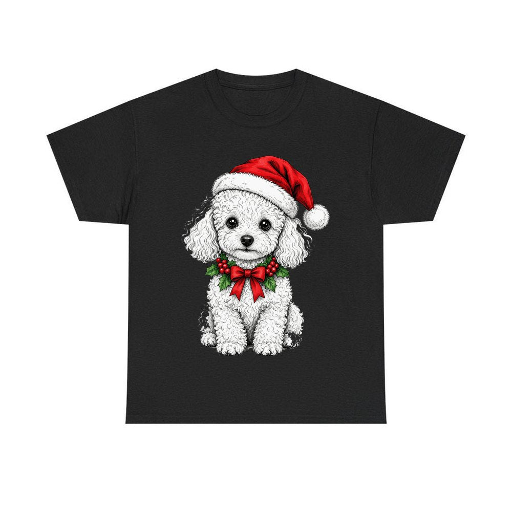 Poodle personalised Christmas T-shirt in black