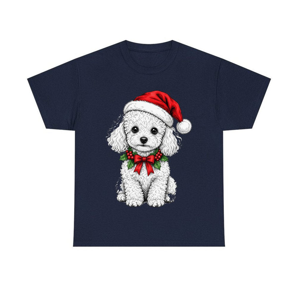 Poodle personalised Christmas T-shirt in navy