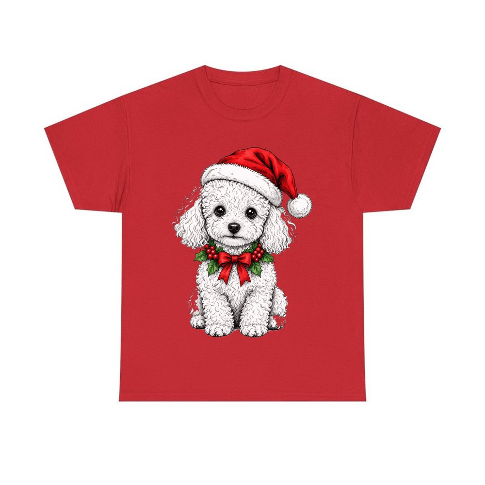 Poodle personalised Christmas T-shirt in red