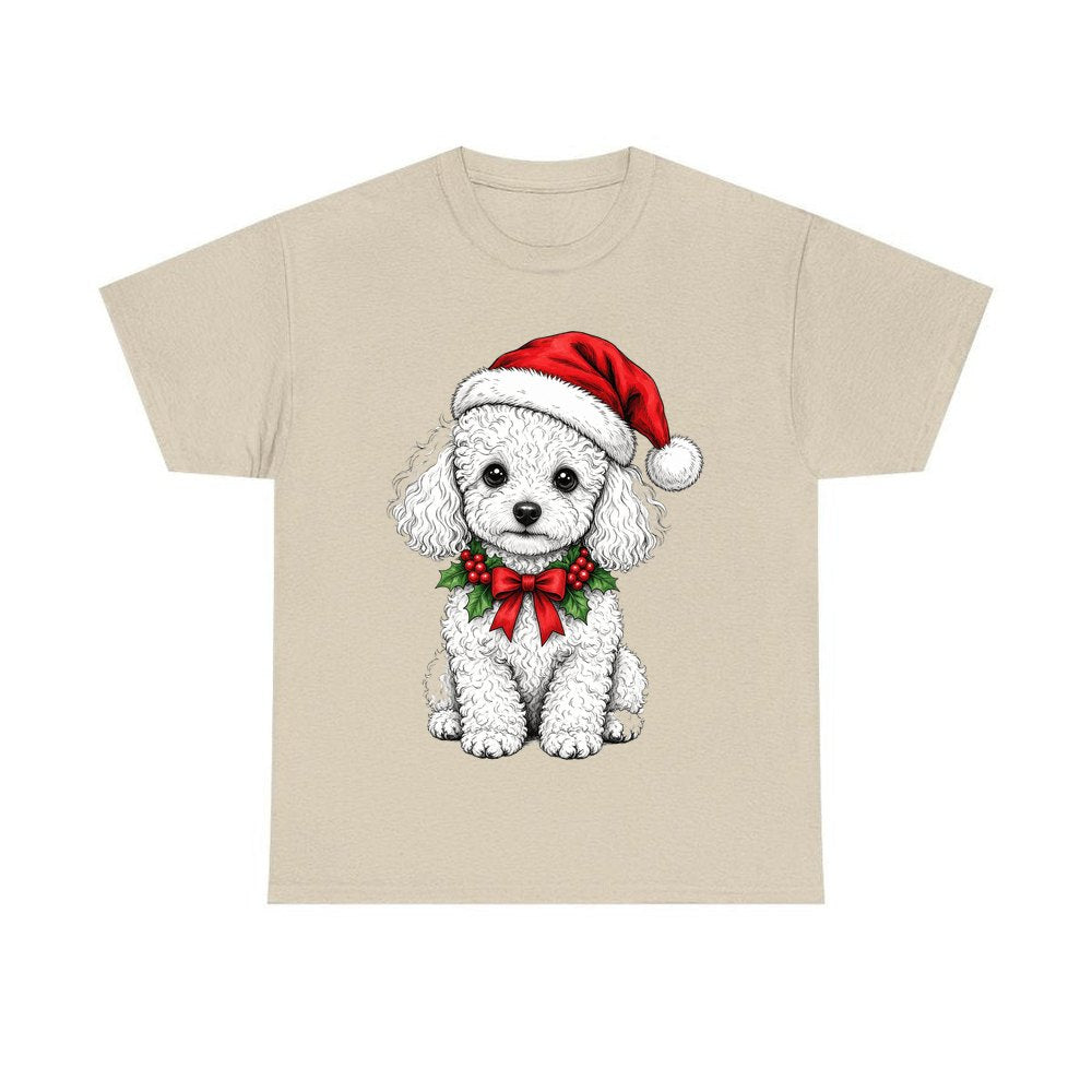 Poodle personalised Christmas T-shirt in sand