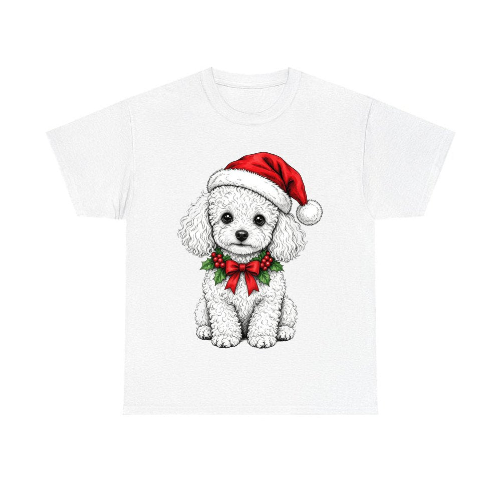 Poodle personalised Christmas T-shirt in white
