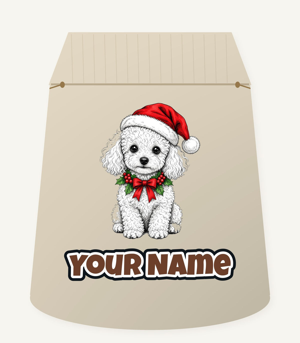 Poodle Christmas Personalised Santa Sack
