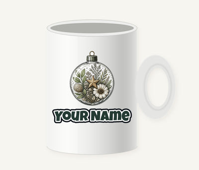 Pressed Flower Glass Bauble Personalised Christmas Mug