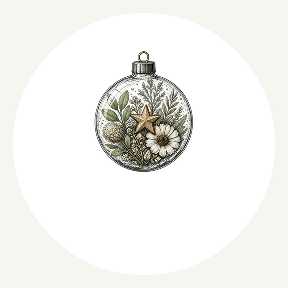 Pressed Flower Glass Bauble Personalised Pewter Christmas Ornament