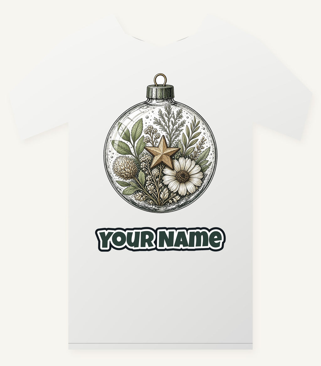 Pressed Flower Glass Bauble Personalised Christmas T-Shirt and Hoodie