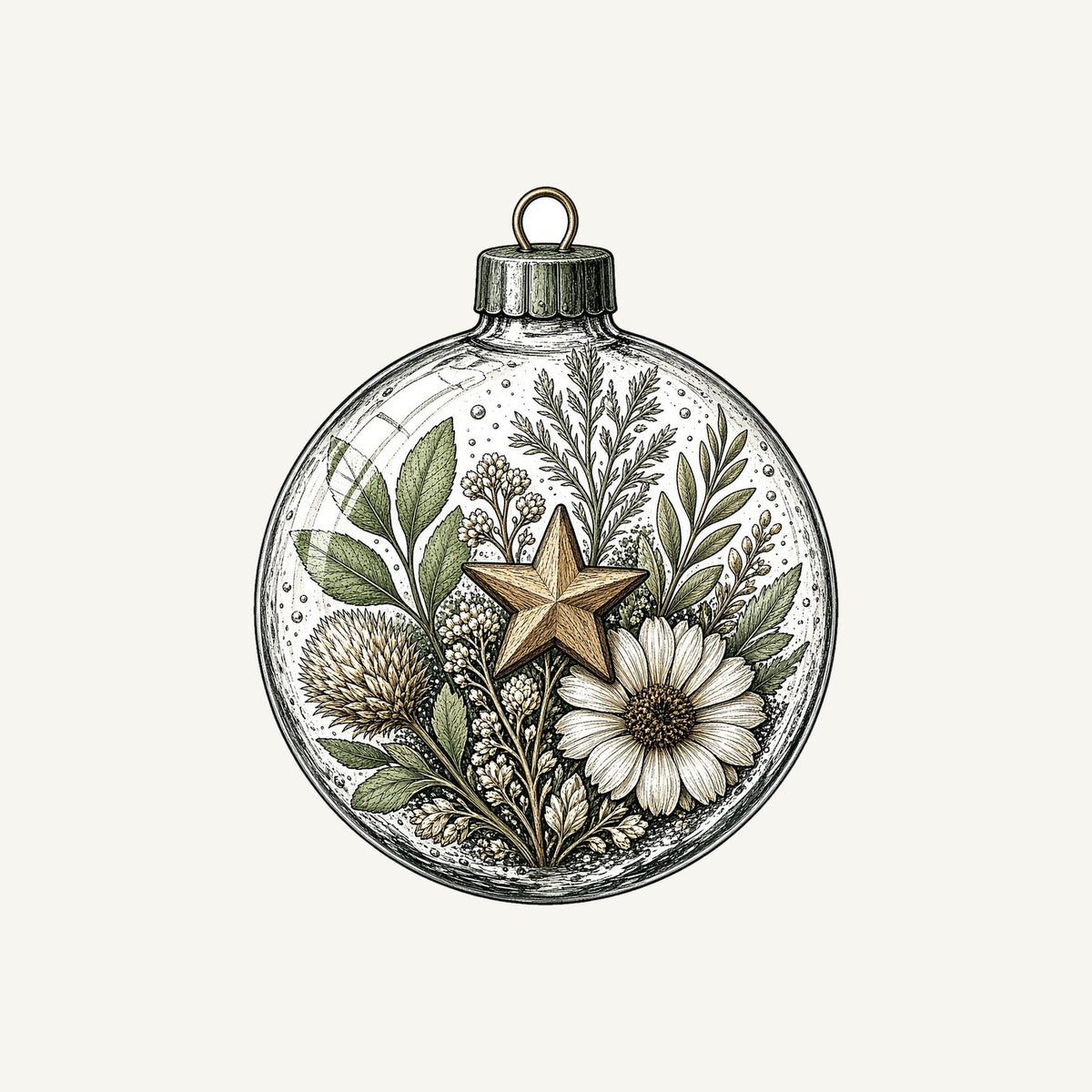 Pressed Flower Glass Bauble Personalised Christmas T-Shirt and Hoodie