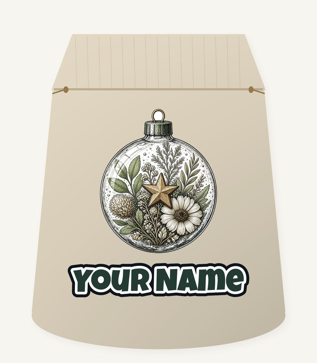 Pressed Flower Glass Bauble Personalised Santa Sack