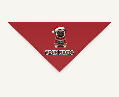 Pug Personalised Christmas Pet Bandana, Cat or Dog