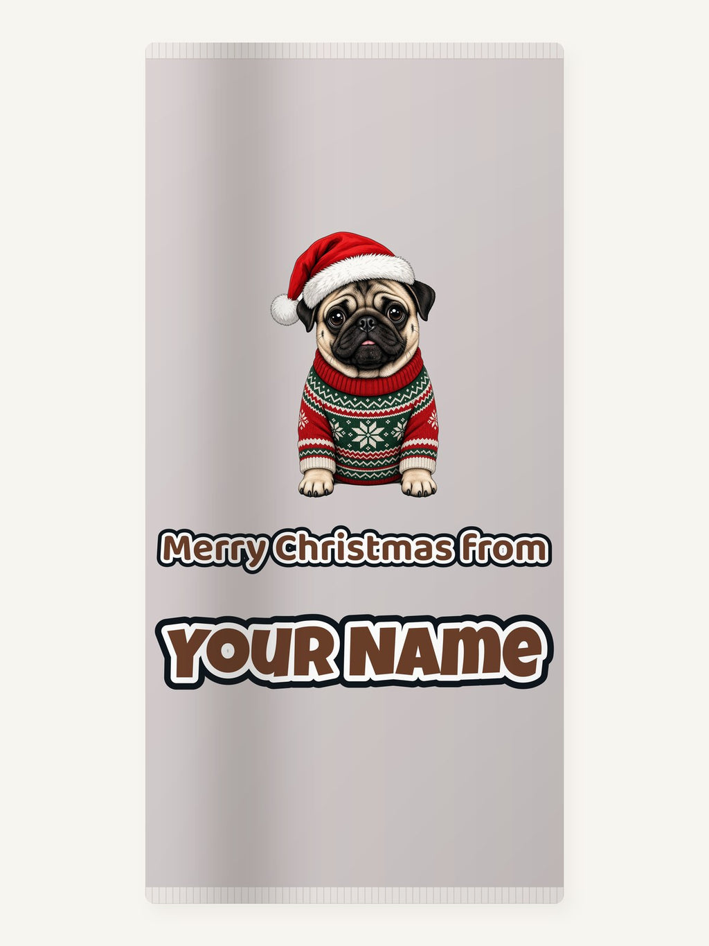 Pug Christmas Personalised Beach Towel