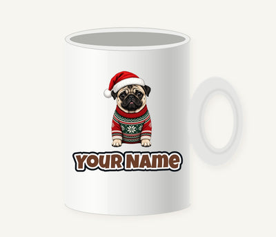 Pug Personalised Christmas Mug