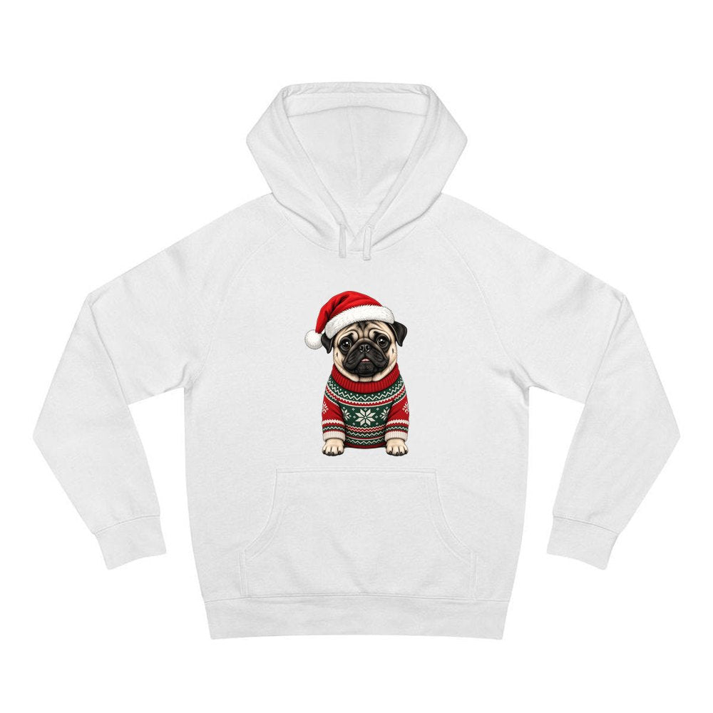 Pug personalised Christmas hoodie in white