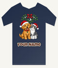 Puppy and Kitten Under Mistletoe Personalised Kids Tee and Baby Bodysuit