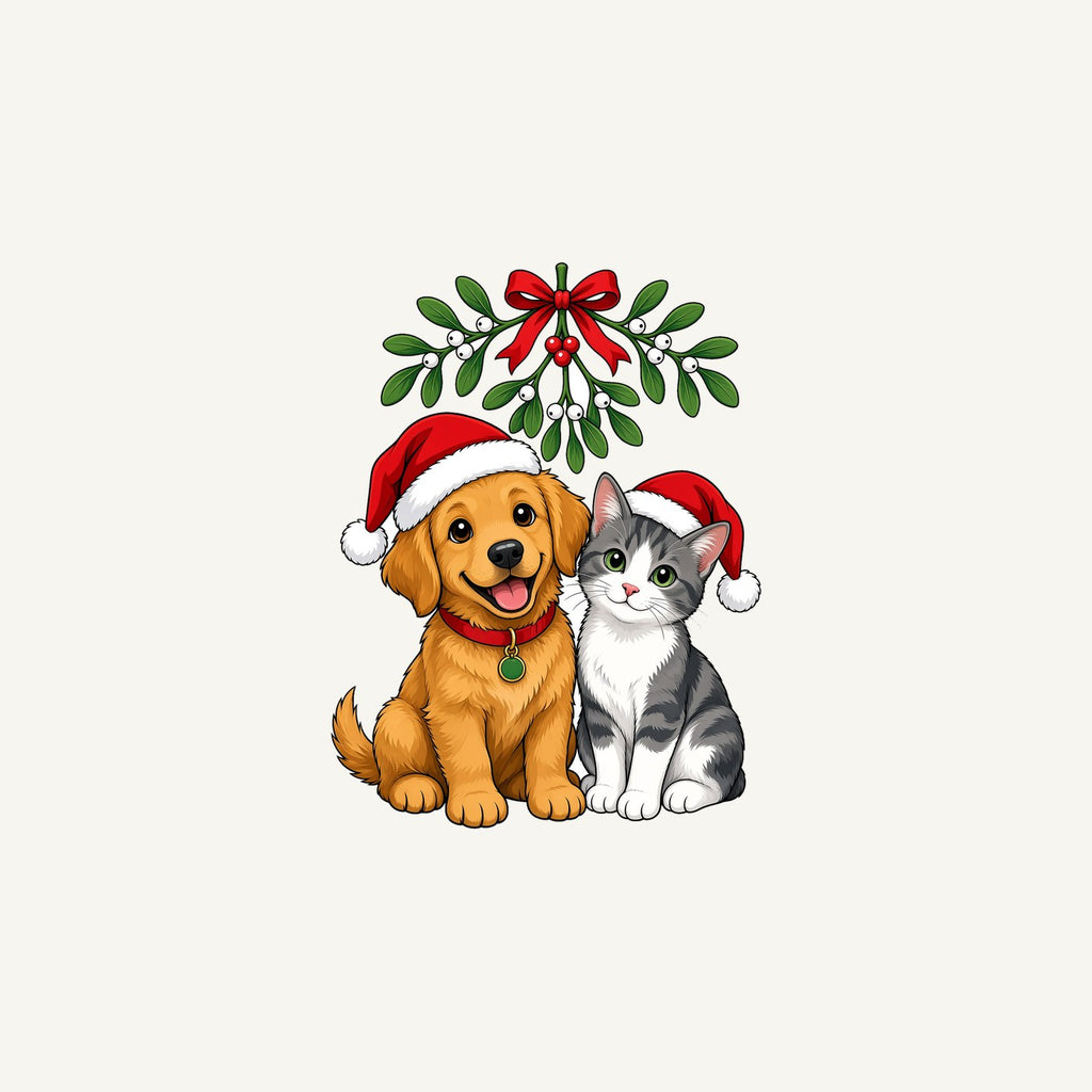 Puppy and Kitten Under Mistletoe Personalised Christmas Mug