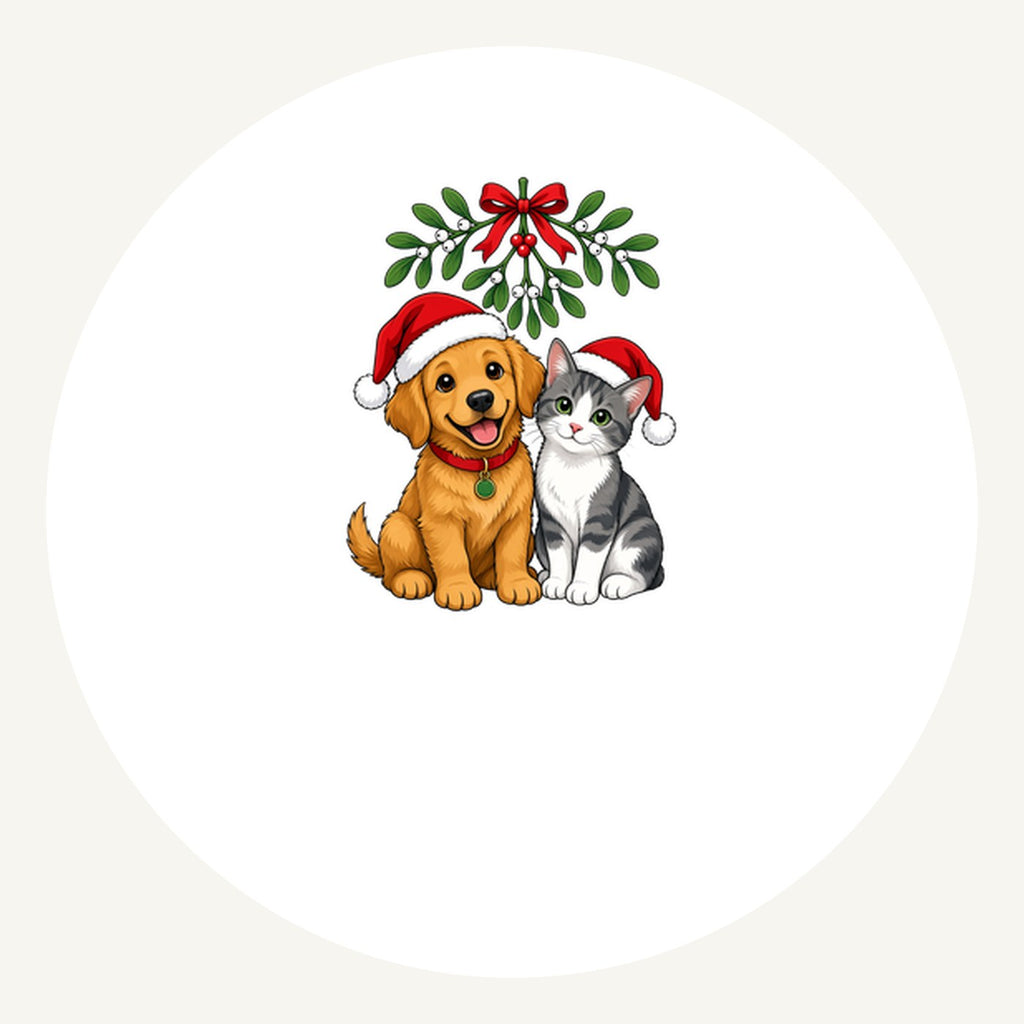 Puppy and Kitten Under Mistletoe Personalised Pewter Christmas Ornament