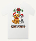 Puppy and Kitten Under Mistletoe Personalised Christmas T-Shirt and Hoodie