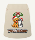 Puppy and Kitten Under Mistletoe Personalised Santa Sack