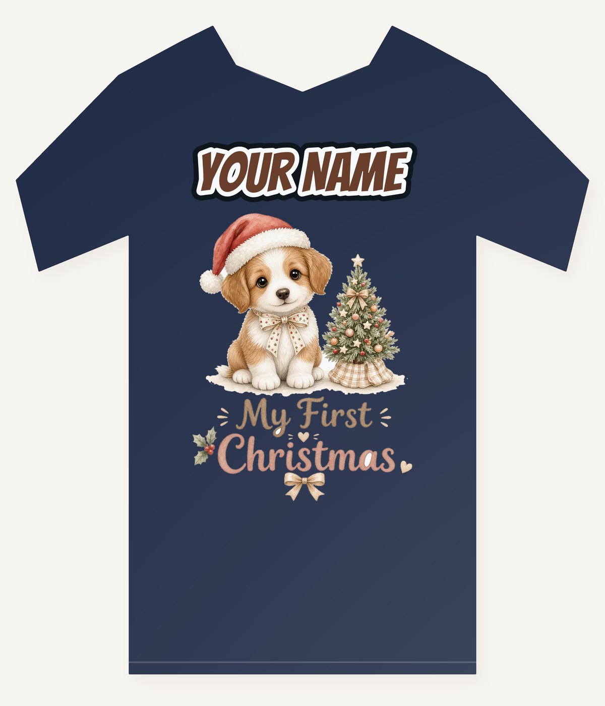 Puppy First Christmas Personalised Kids and Baby Christmas Tee