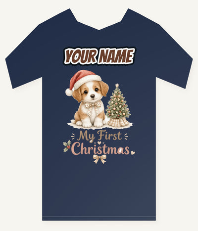 Puppy First Christmas Personalised Kids and Baby Christmas Tee