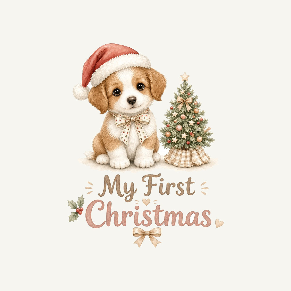 Puppy First Christmas Personalised Kids and Baby Christmas Tee