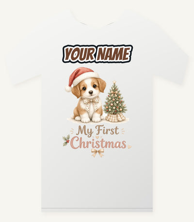 Puppy First Christmas Personalised Christmas T-Shirt and Hoodie