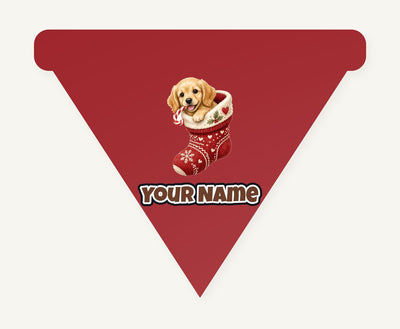 Puppy In A Stocking Personalised Christmas Dog Bandana