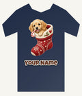 Puppy In A Stocking Personalised Kids and Baby Christmas Tee
